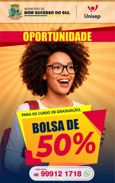 OPORTUNIDADE - BOLSAS DE ESTUDOS PARA UNISEP CAMPUS FRANCISCO BELTRÃO